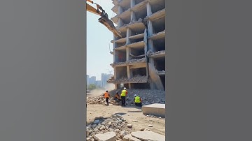 Caught on Camera: Building Collapses on Workers During Demolition! #engineering #excavator #fail