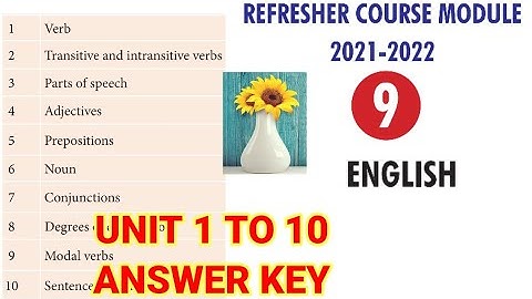 9th English Refresher course module Answer key