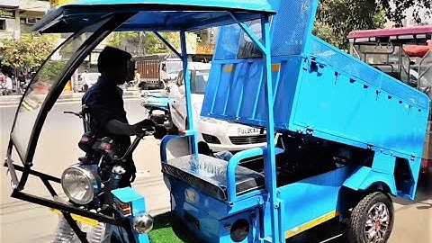 Automatic Hydraulic Garbage Dumper. Krishna Garbage E Loader Rickshaw