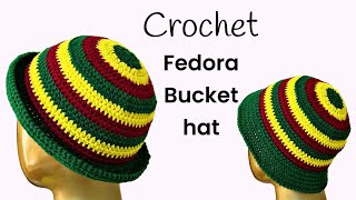 Crochet Fedora Bucket Hat Tutorial / How to Crochet a unisex Hat for Beginners