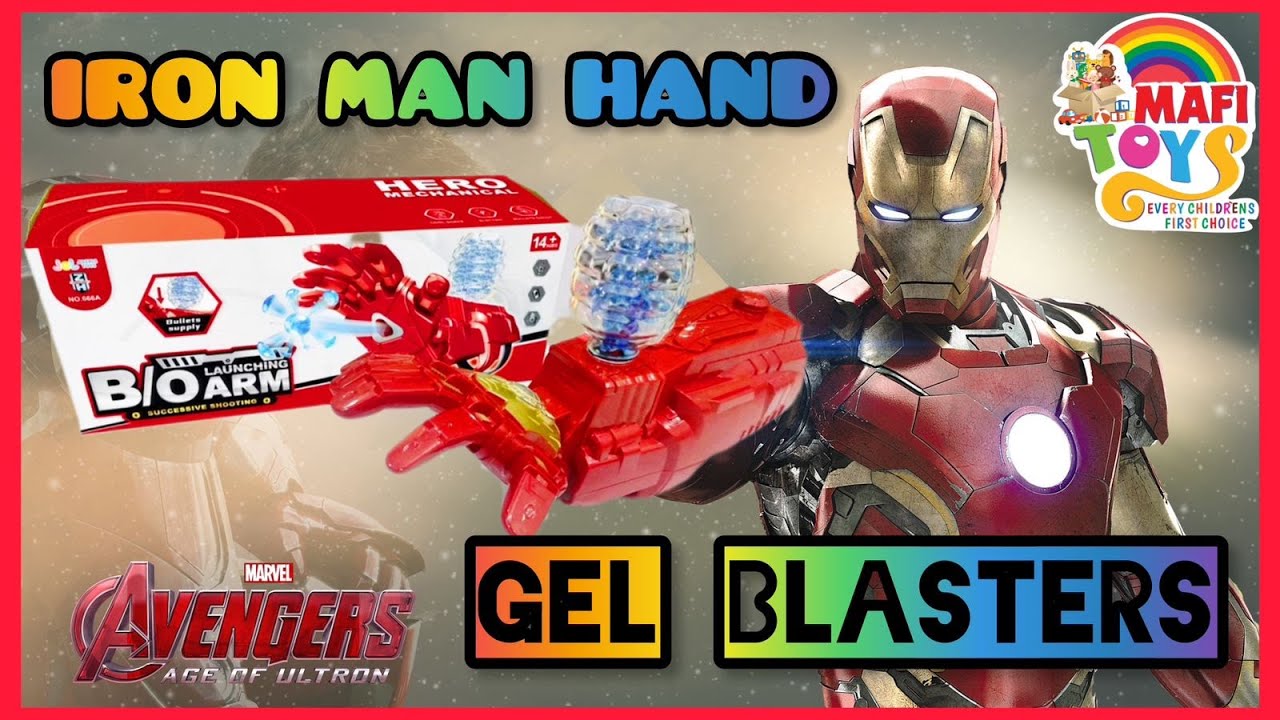 MARVEL Glove Iron Man Gel Blaster Splatter Ball Gun Marvel Legend in