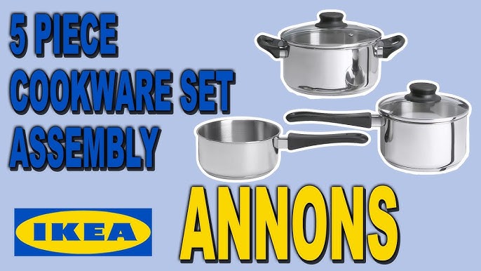 HEMLAGAD 6-piece cookware set, grey/grey-blue - IKEA