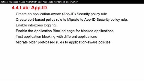Palo Alto Lesson: 4.4 Lab App-ID