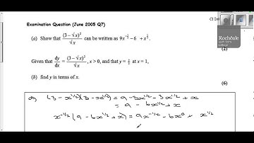 C1 Integration Exam Question June 2005 Q7