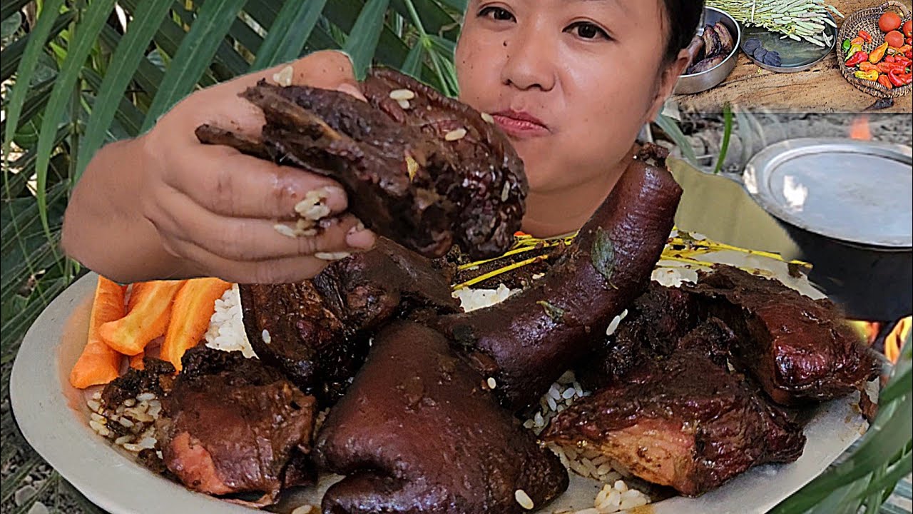 Smoked Pork cooked in anishi||one of the best delicacy of ao  naga||northeast naga mukbang 