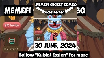 30th June MemeFi Secret Combo  #MemeFi #combo #dailycombo
