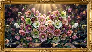Hellebore Bouquet Painting | Soft Pink & Purple Florals 🌸 screenshot 3