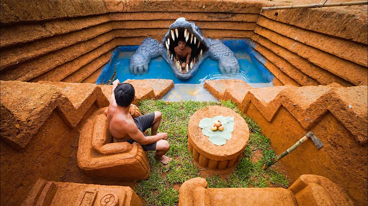 Full Video: Build Swimming Pool Water Slide Crocodile Around The Secret Underground House