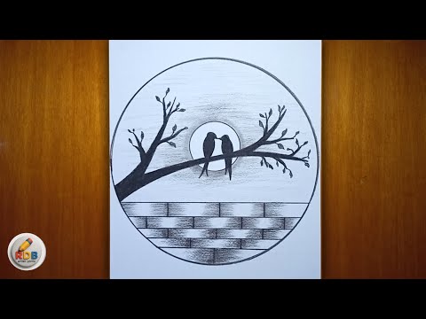 How to draw circle scenery -|- step by step