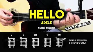 Hello - Adele | Easy Guitar Tutorial For Beginners (CHORDS & LYRICS) #guitarlesson #shorts