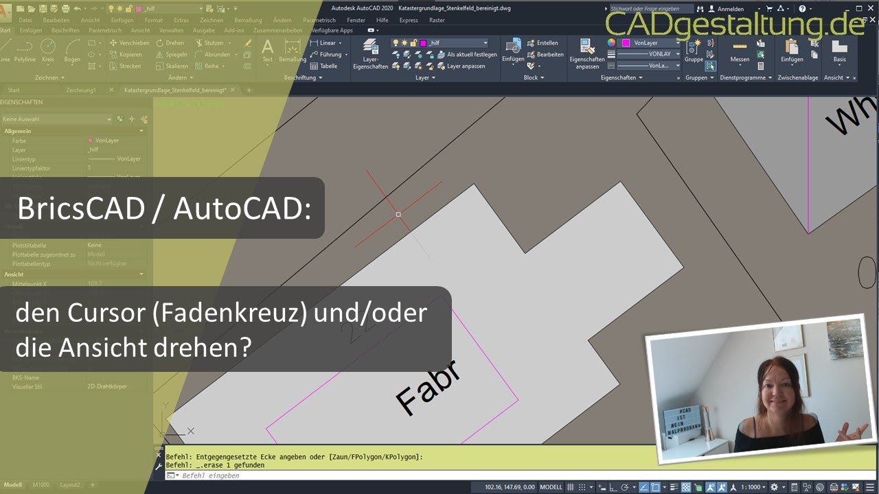 AutoCAD / BricsCAD Q&A: Fadenkreuz drehen vs. Bildschirm drehen