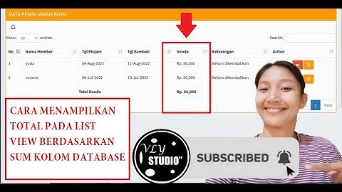 Menampilkan total pada list view berdasarkan sum kolom database