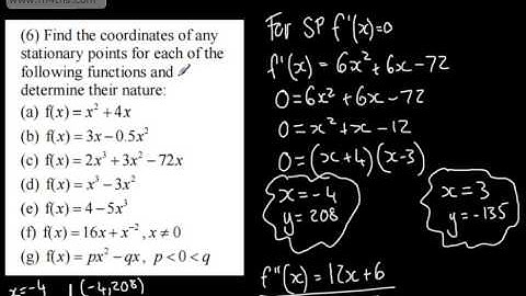 Core 2 - Differentiation 3 - Stationary Points Questions 1- A Level Maths Edexcel