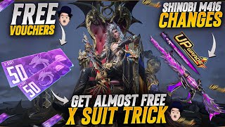 Good News Of Shinobi M416 | Get Almost Free X Suit Trick | Free 50Uc Vouchers | Pubgm