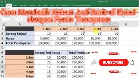 Cara Membalik Kolom Jadi Baris di Excel dengan Paste Transpose