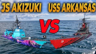 JS Akizuki (DD-115) VS USS Arkansas -Action Packed Encounter - Modern Warships