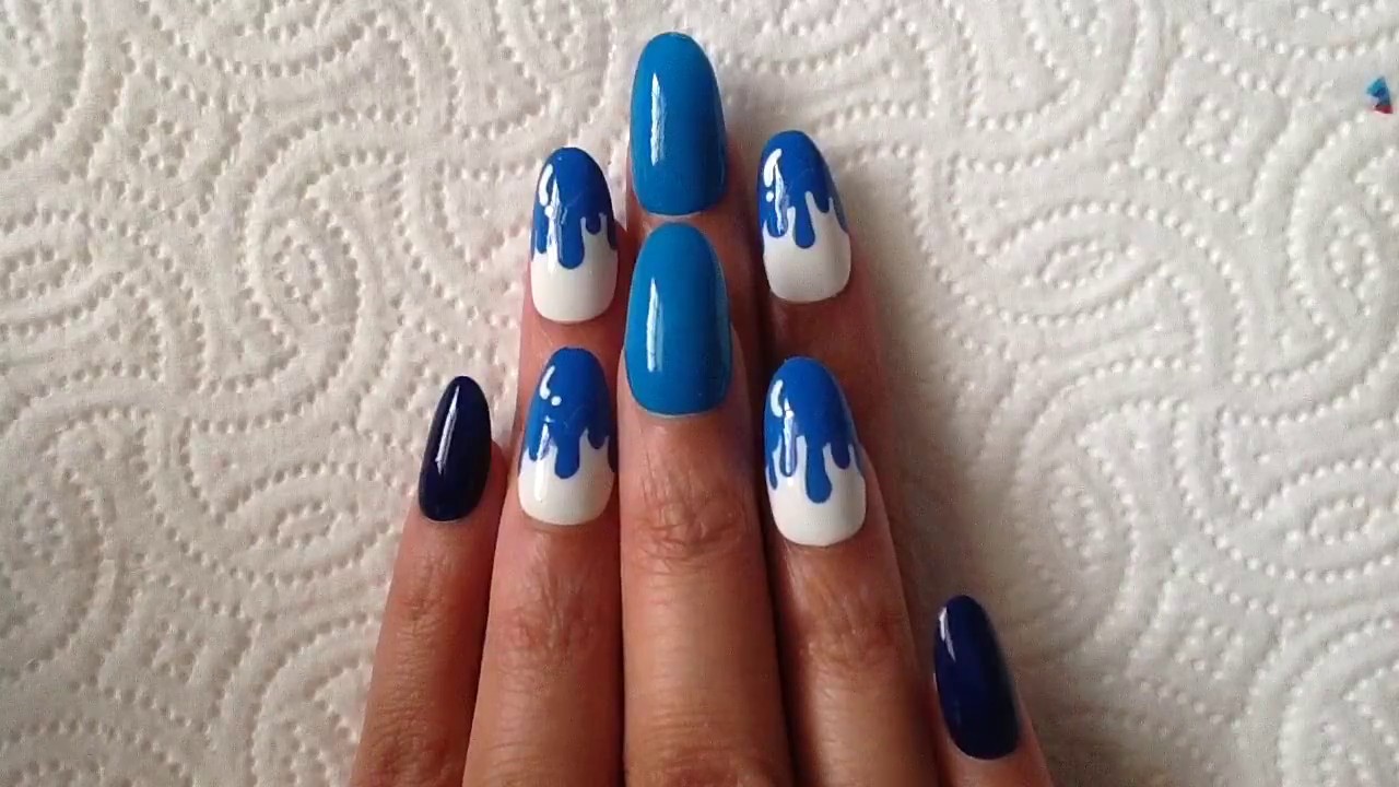 Looks - Blue dark and white nails video Look - Blue dark and white nails video