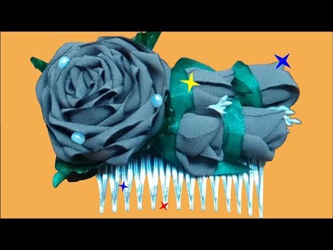 Hair clip from Kanzash fabric How to Make Your Own DIY