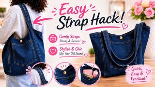 How to sew a tote bag from jeans with easy strap hack
