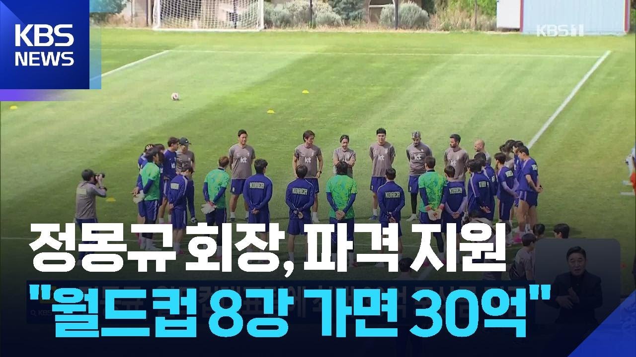 정몽규, 월드컵대표팀에 최대 30억 포상금 지급 / KBS  2026.06.01.