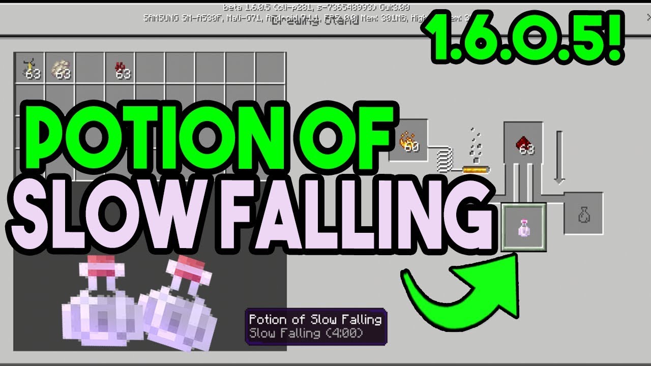 How to Make Potion of Slow Falling? - Minecraft PE 1.6.0.5(NEW!) - YouTube