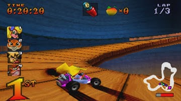 Crash Team Racing Gameplay (Playstation 1, PS1, PSX) Dragon Mines - Arcade Mode