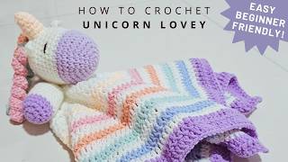 How To Crochet A Unicorn Lovey Blanket 🥰 Easy Step-by-Step Crochet Pattern Tutorial For Beginners