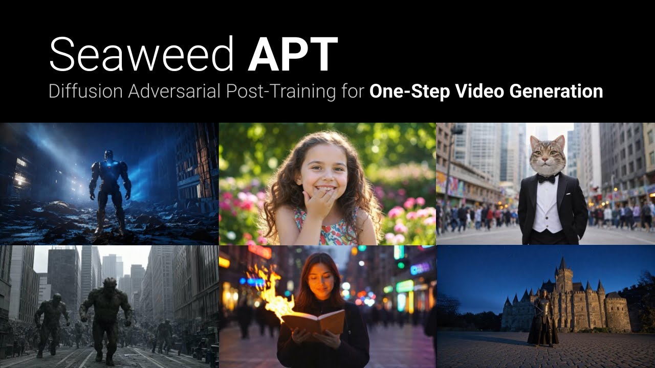 Seaweed apt diffusion adversarial post training for one step video