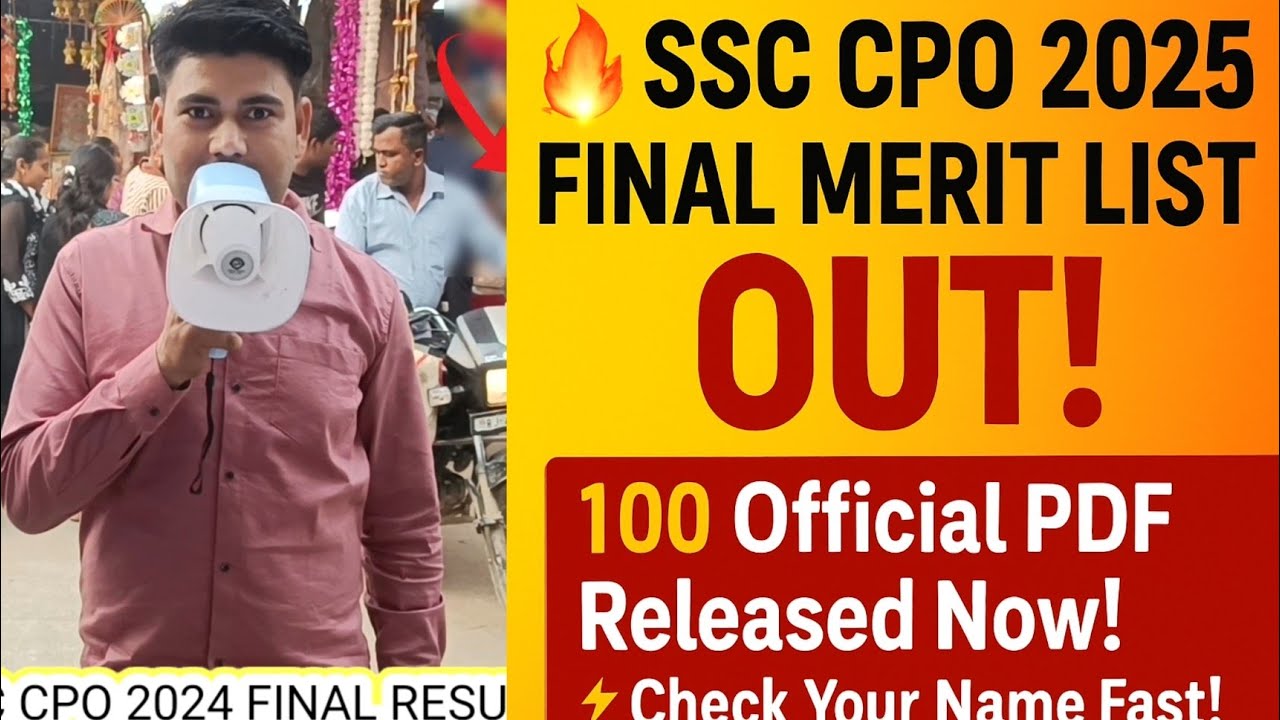 💥 SSC CPO 2025 Final Merit List OUT | 100% Confirm Result 🔥 | Check Now ...