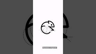 Chameleon minimalistic logo design and animation with golden ratio grid