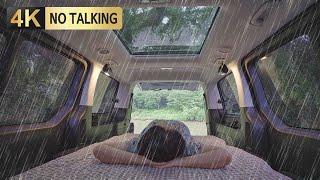SUB) It's calm in the car even when it's thunder and rain / Enjoy camping like this on rainy days