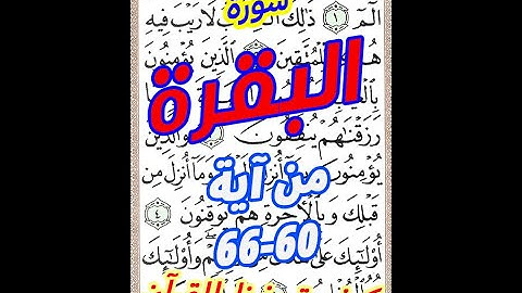 سورة البقرة من الاية 60 الى الاية 66 بخط المصحف الكبير