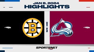 NHL Highlights | Bruins vs. Avalanche - January 8, 2024