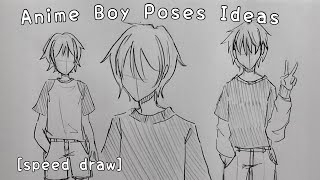 Anime Boy Poses Ideas | drawing ideas for beginners | speed draw