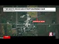 Good Samaritan rescues two boys from burning vehicle after it collided with a train in Northern I...