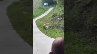 Guy Crashes Kid's Scooter While Riding Downhill - 1503611