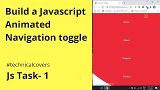 JS task- 1: How to make animated Navigation menu bar toggle using HTML CSS & Javascript