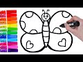 Glitter toy butterfly  rainbow coloring and drawing for children  kids art time