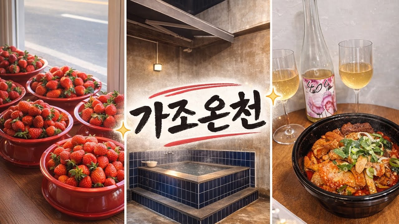 국내 온천여행 l 거창 가조온천 온천마을 노천탕 l 고령딸기 수구레볶음 개진고로케 l 천불천탑 소원빌기