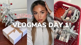 VLOGMAS DAY 1:  giveaway,  decorating my room \& gingerbread houses!!!