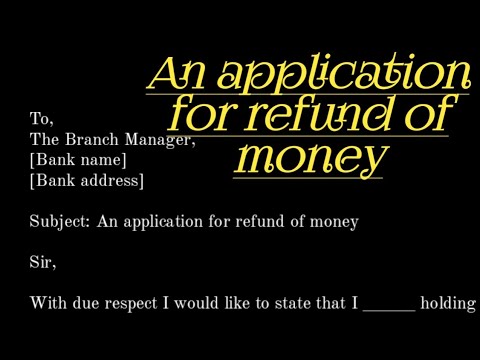 Application For Refund Of Money