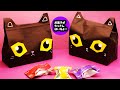 【ハロウィン折り紙】黒猫のお菓子入れ（紙袋）