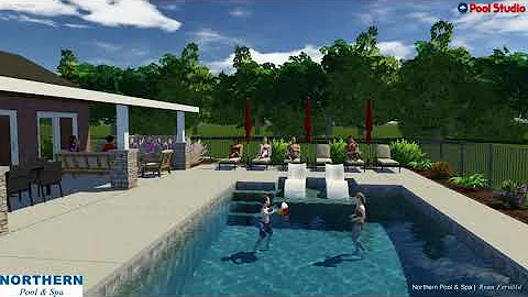 Linear Gunite Pool / Sun Shelf / Spa / Outdoor Kit...