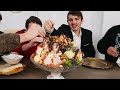 MrBeast eating a $100,000 golden ice cream