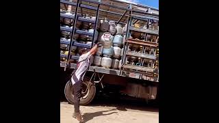 Stacking Up Propane Cylinders on Truck Like a Boss #shorts