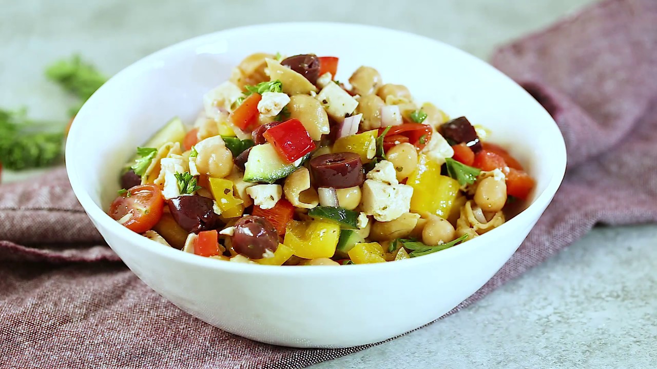 How To Make Loaded Greek Chickpea Pasta Salad YouTube