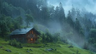 พายุฝนอันเงียบสงบและเสียงฟ้าร้องที่หนักหน่วงเพื่อการนอนหลับอันเงียบสงบ - ​​บรรยากาศป่ายามค่ำคืนพร...
