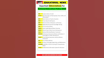 Important Abbreviations for NEP 2020 #NEP #nep2020 #neweducationpolicy2020 #abbreviation #important