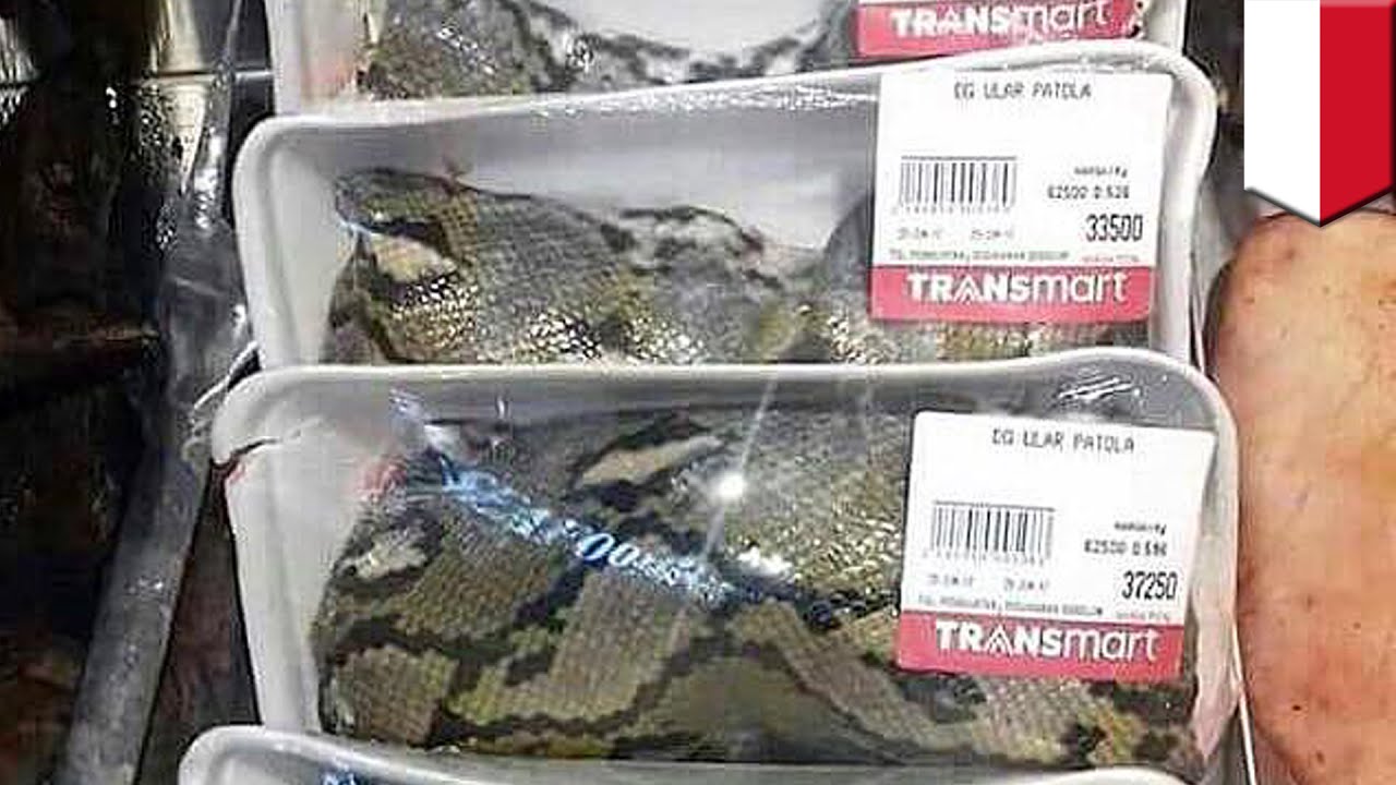 Snake meat is on sale at Carrefourowned supermarket in Indonesia