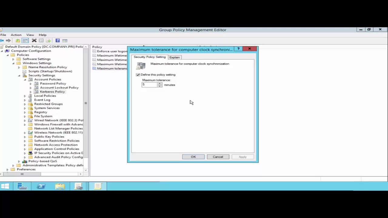 70 411 Configure Kerberos Policy Settings 3 of 21 YouTube
